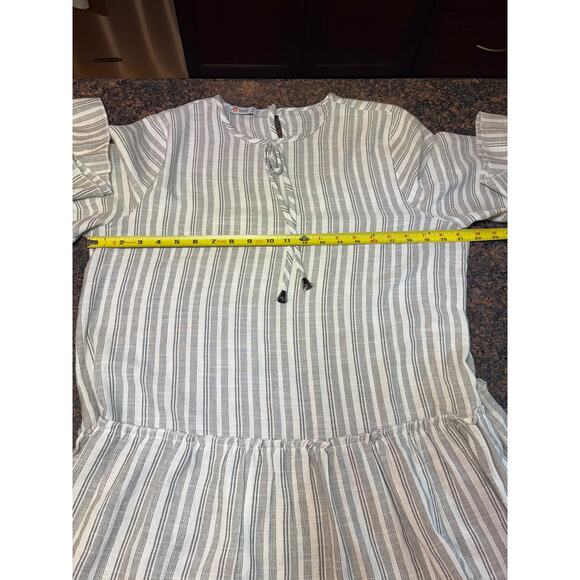 Tavin Cream & Black Striped Tiered Ruffle Dress Size 12 Excellent Cond - Picture 4 of 13